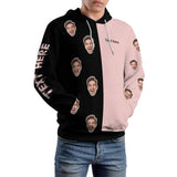 FacePajamas Hoodie-2WH-SDS Custom Face & Text Black And Pink Hoodie Personalized Big Face Loose Cool?Hoodie?Designs Top Outfits Plus Size for Him Her