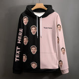 FacePajamas Hoodie-2WH-SDS Custom Face & Text Black And Pink Hoodie Personalized Big Face Loose Cool?Hoodie?Designs Top Outfits Plus Size for Him Her