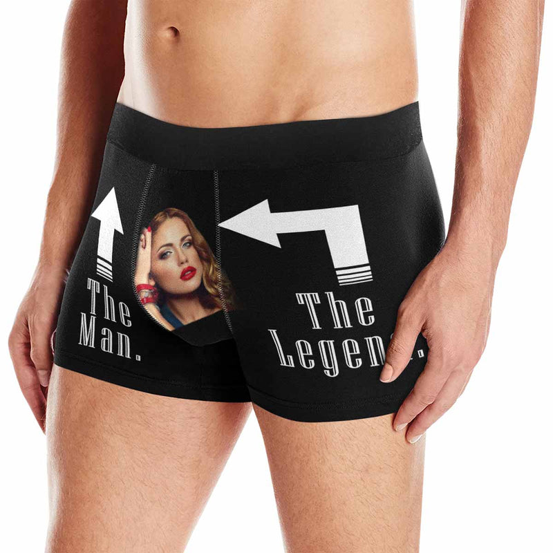 FacePajamas Men Underwear Custom Face The Legend Men's Boxer Briefs Print Your Own Personalized Photo Underwear For Valentine's Day Gift