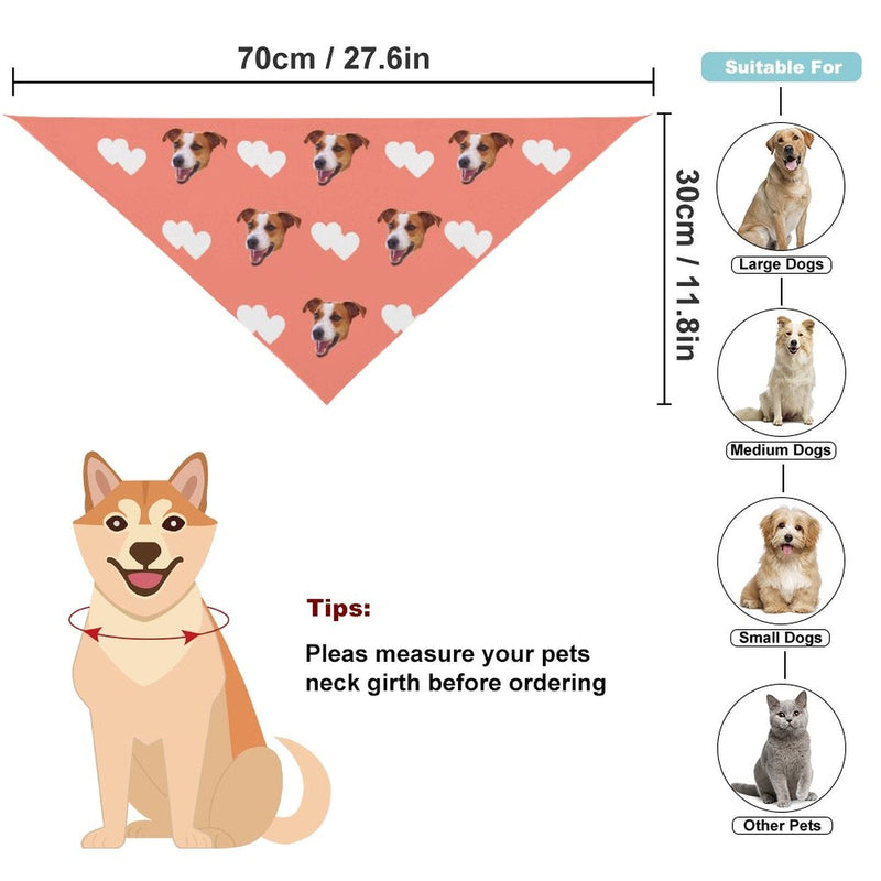 FacePajamas Pajama Pants& Bandana-2ML-SDS Custom Face White Heart Pink Background Pajama Pants and Pet Dog Bandana