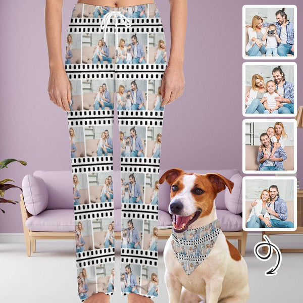 FacePajamas Pajama Pants& Bandana-2ML-SDS Custom Family Photo Long Pajama Pants and Pet Dog Bandana