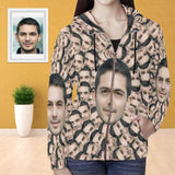 FacePajamas Hoodie-Full Zip-W Custom Full Zip Hoodie with Husband Face Seamless Women's All Over Print Loose Hoodie