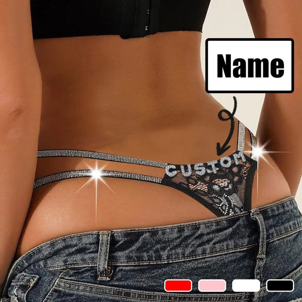 FacePajamas Women Underwear-SMT Custom Name Thong Panty with Customized Name Sexy Girls Personalized Strings for Women Hotwife Panties Lingerie Underwear Tanga