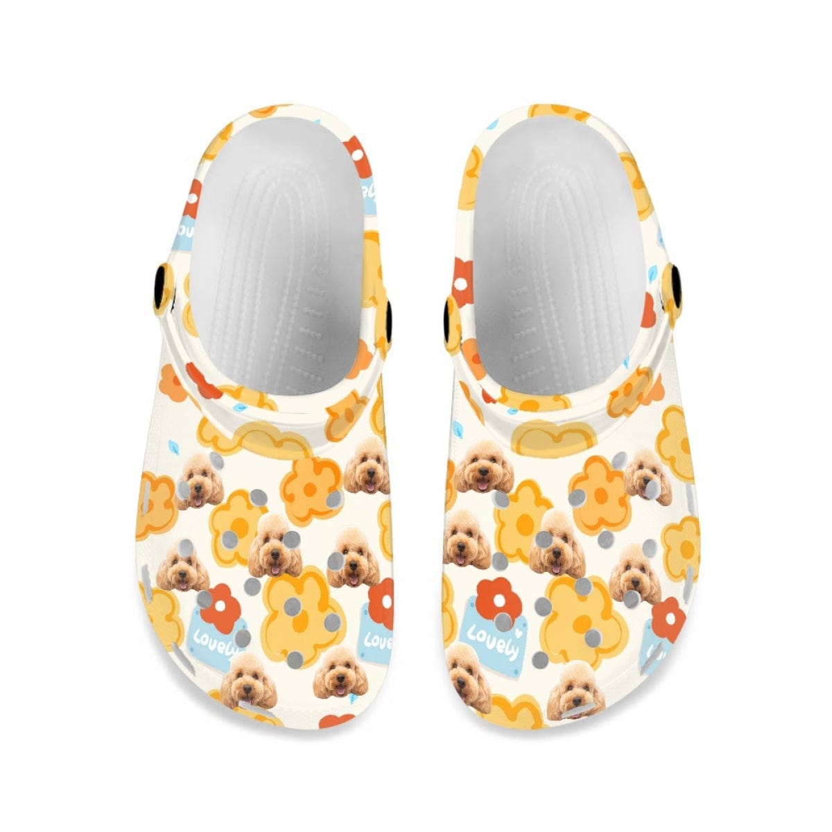 FacePajamas Hole Shoes-2ML-ZD Custom Pet Face Cute Flower Kid's Hole Shoes Personalized Photo Clog Shoes Child Funny Slippers