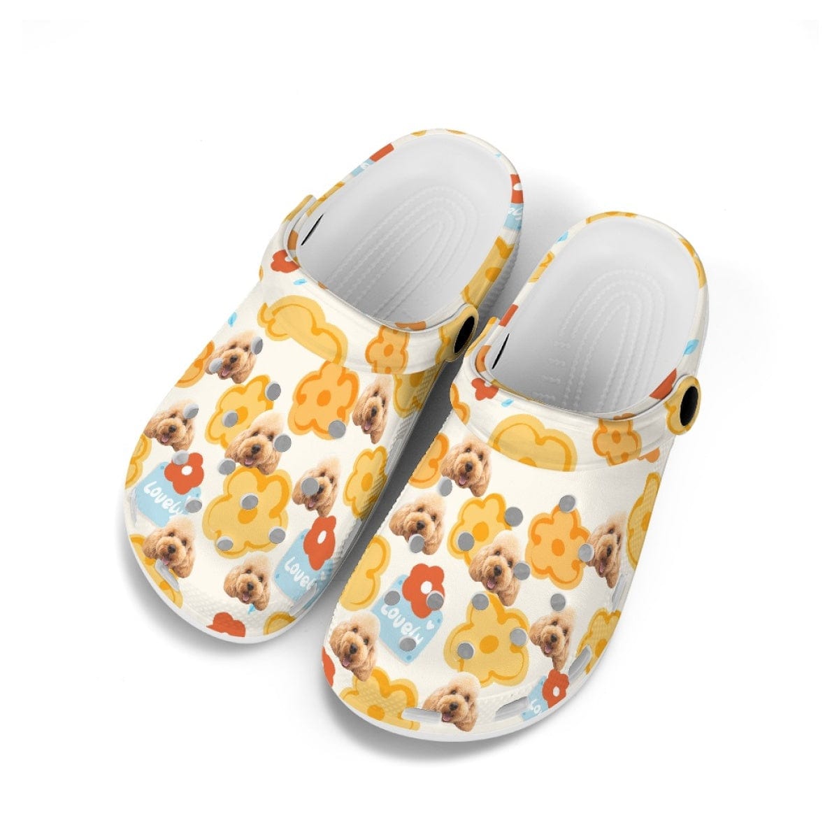 FacePajamas Hole Shoes-2ML-ZD Custom Pet Face Cute Flower Kid's Hole Shoes Personalized Photo Clog Shoes Child Funny Slippers