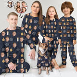 FacePajamas Pajama Mix Set Custom Photo Blue Pajamas Personalized Family Matching and Pet Hoodie Set Christmas Matching Sleepwear