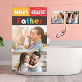 FacePajamas Bath Towel Custom Photo Greatest Father Bath Towel 30inx56in Beach Towel Kids Towel Pool Towel Camp Towel