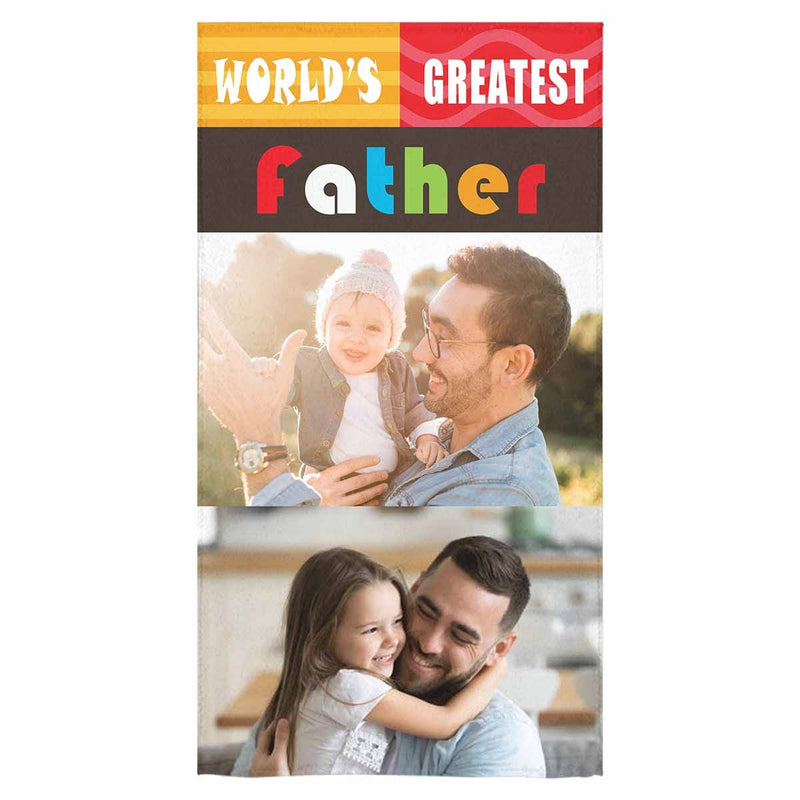 FacePajamas Bath Towel Custom Photo Greatest Father Bath Towel 30inx56in Beach Towel Kids Towel Pool Towel Camp Towel