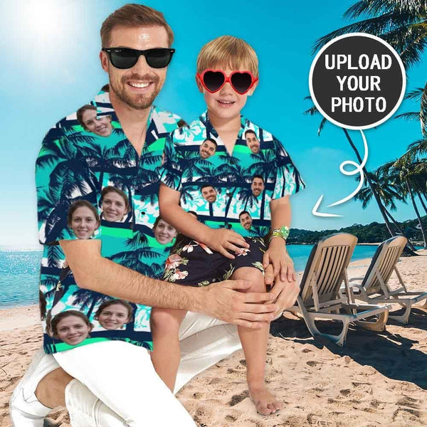 FacePajamas Hawaiian Shirt Custom Photo Hawaiian Shirts Photo Coconut Tree Unisex & Teenage Hawaiian Shirt Face Shirt Birthday Gift