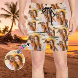 FacePajamas Swim Shorts Custom Photo Swim Trunks Personalized Men's Quick Dry Swim Shorts with Sweet Pictures for Valentine's Day