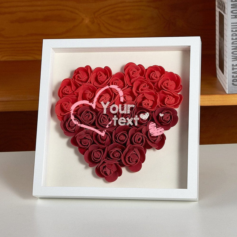 FacePajamas Valentine Gift Custom Pink Text Heart-shaped Paper Flower Shadow Box Valentine's Gift For Her