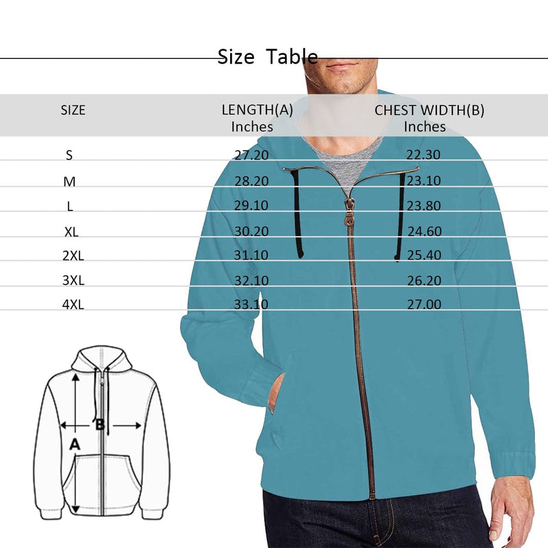 FacePajamas Hoodie-Full Zip Custom Seamless Face Full Zip Hoodie Personalized Men's All Over Print Hoodie with Girlfriend Face