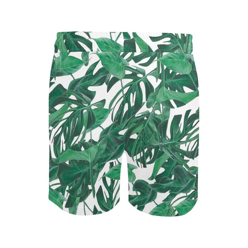 FacePajamas Swim Shorts Custom Swimming Trunks with Face Personalized Green Leaves Men's Quick Dry Swim Shorts for Holiday