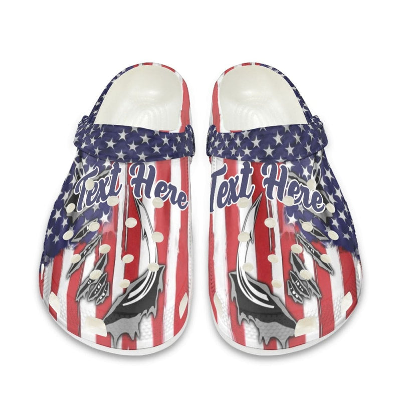 FacePajamas Hole Shoes-2ML-ZD Custom Text American Flag Hole Shoes Personalized Photo Clog Shoes Unisex Adult Funny Slippers (DHL is not supported)