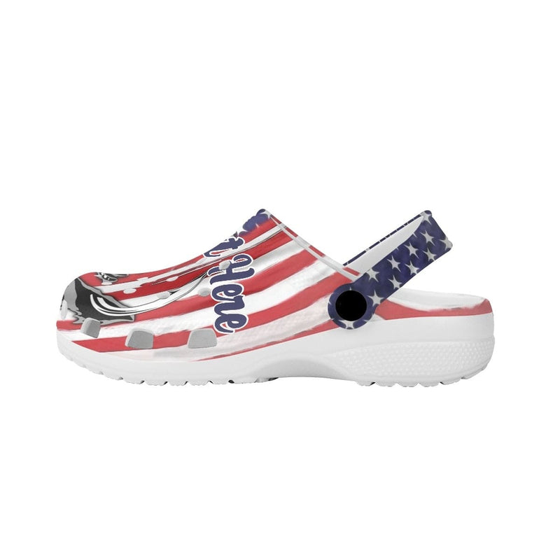 FacePajamas Hole Shoes-2ML-ZD Custom Text American Flag Hole Shoes Personalized Photo Clog Shoes Unisex Adult Funny Slippers (DHL is not supported)