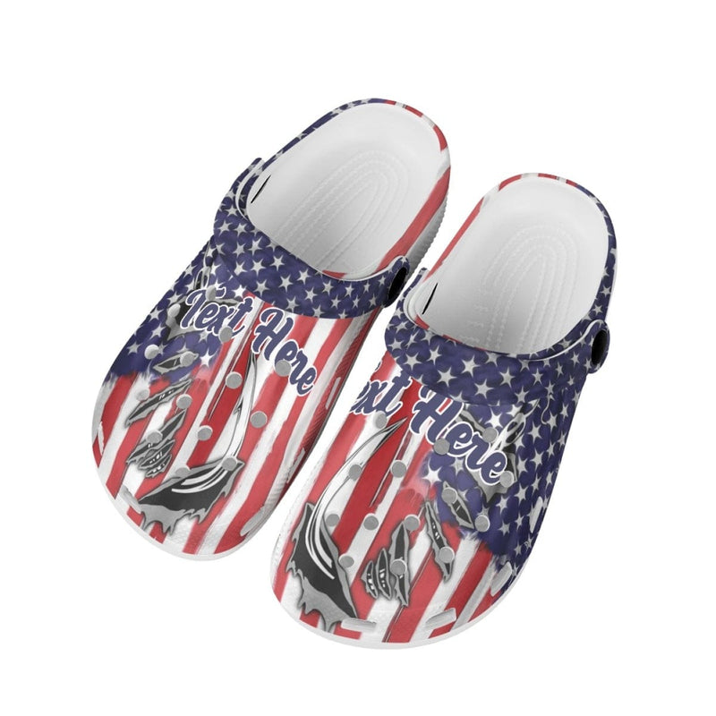 FacePajamas Hole Shoes-2ML-ZD Custom Text American Flag Hole Shoes Personalized Photo Clog Shoes Unisex Adult Funny Slippers (DHL is not supported)