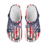 FacePajamas Hole Shoes-2ML-ZD Custom Text American Flag Hole Shoes Personalized Photo Clog Shoes Unisex Adult Funny Slippers (DHL is not supported)