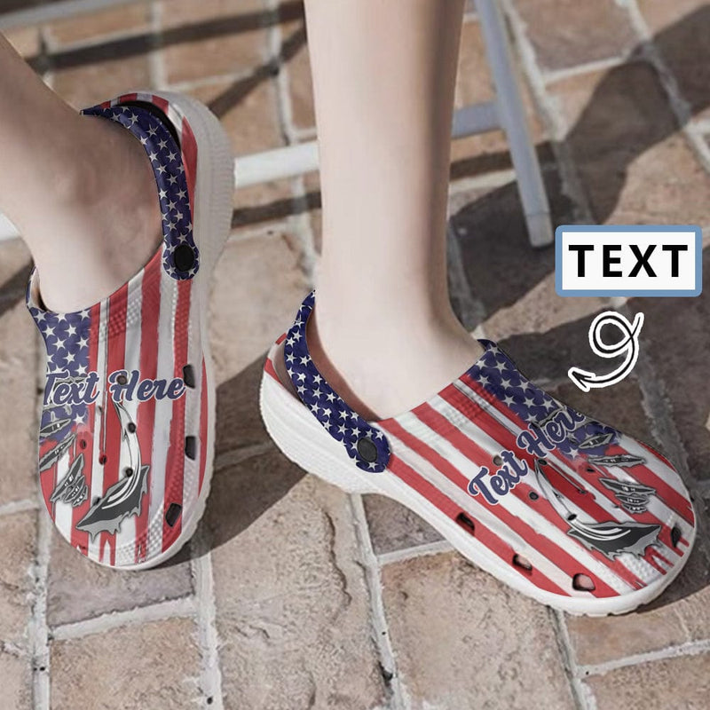 FacePajamas Hole Shoes-2ML-ZD Custom Text American Flag Hole Shoes Personalized Photo Clog Shoes Unisex Adult Funny Slippers (DHL is not supported)