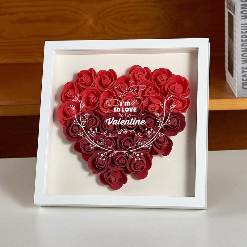 FacePajamas Valentine Gift Custom Text Heart-shaped Paper Flower Shadow Box Valentine's Gift For Her