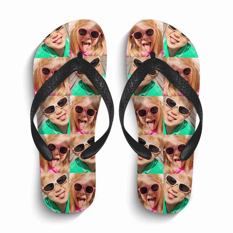 FacePajamas Flip flops Custom Two Photos Interesting Personlized Flip Flops For Both Man And Woman Funny Gift