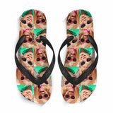 FacePajamas Flip flops Custom Two Photos Interesting Personlized Flip Flops For Both Man And Woman Funny Gift