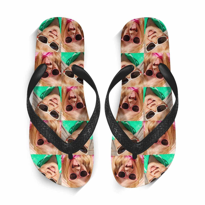 FacePajamas Flip flops Custom Two Photos Interesting Personlized Flip Flops For Both Man And Woman Funny Gift