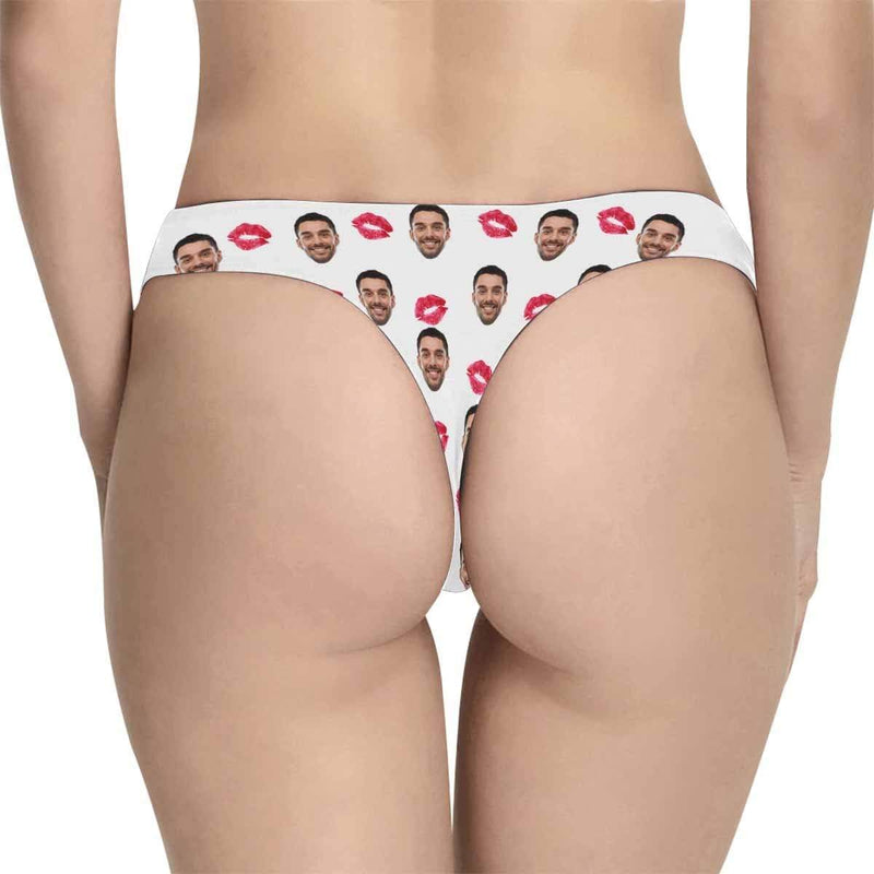 FacePajamas Women Underwear Custom Underwear with Face Personalized Red Kiss Panties Women's Lingerie Classic Thongs Honeymoon Gift Valentine's Day Gift