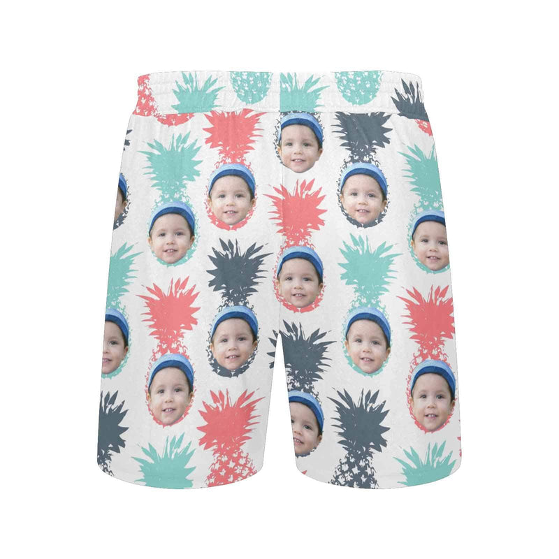 FacePajamas Swim Shorts Customized Swim Trunks with Face Personalized Colorful Pineapple Men's Quick Dry Swim Shorts for Holiday