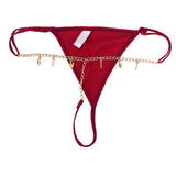 FacePajamas Women Underwear-1YN-SMT Dark Red / 1-10 letters Personalized Name Thong Waist Body Jewelry Custom Letter Charm G-String Panties Women Body Chain Lingerie Gift For Her(DHL is not supported)