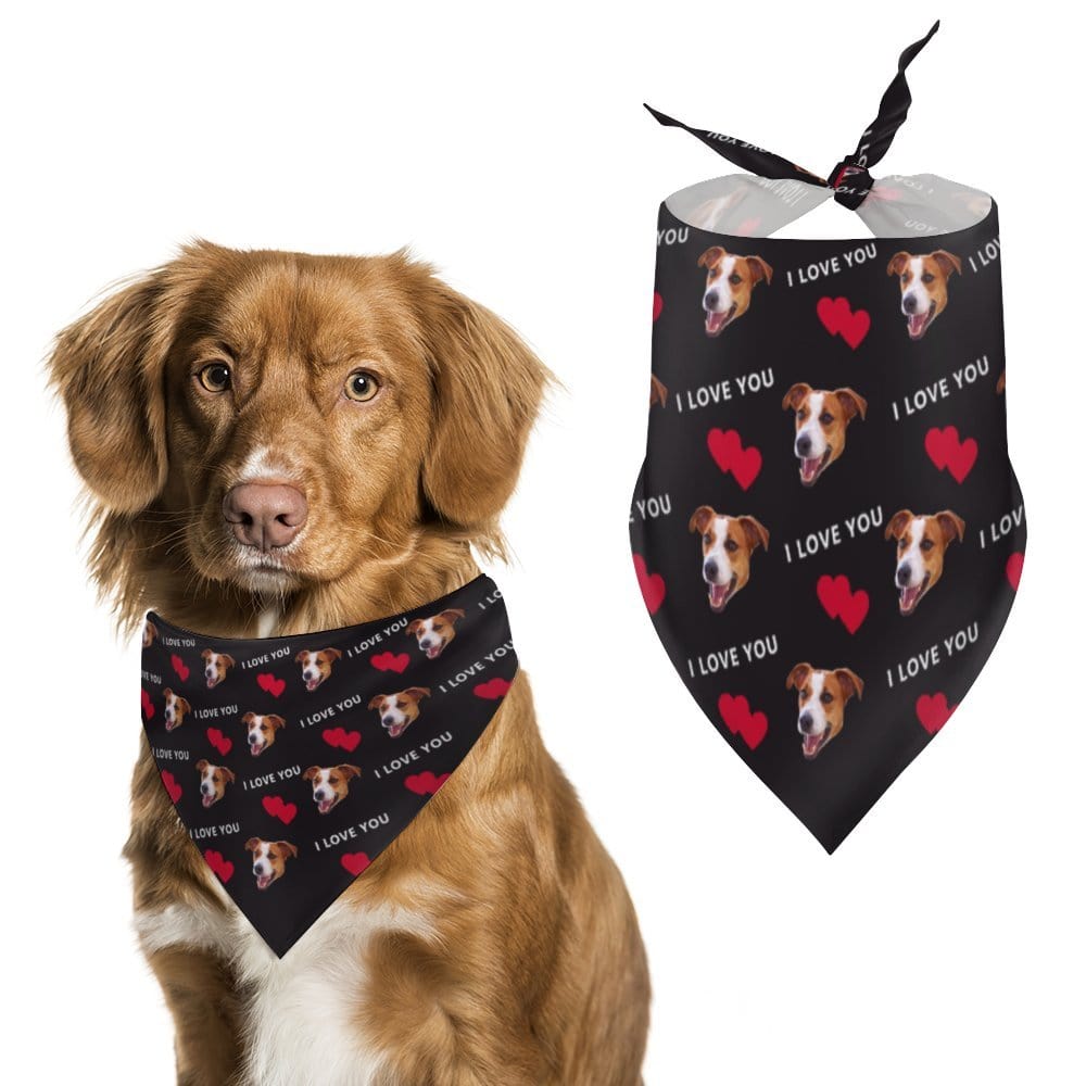 FacePajamas Pajama Pants& Bandana-2ML-SDS For Pet-Bandana / one size Custom Face Red Heart&I Love You Pajama Pants and Pet Dog Bandana