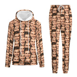 FacePajamas Hoodie Set-2WH-SDS For Women / S Custom Seamless Face Couple Hoodie Sweatpant Set Personalized Unisex Loose Hoodie Top Outfits