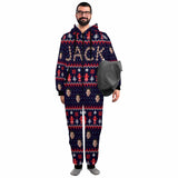 FacePajamas Pajama Adult Onesie Funny Flannel Fleece Adult Onesie Pajamas Custom Face Christmas Snow Printed Jumpsuit Homewear