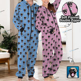 FacePajamas Pajama Adult Onesie Funny Flannel Fleece Adult Onesie Pajamas Custom Pet Face Cute Jumpsuit Homewear