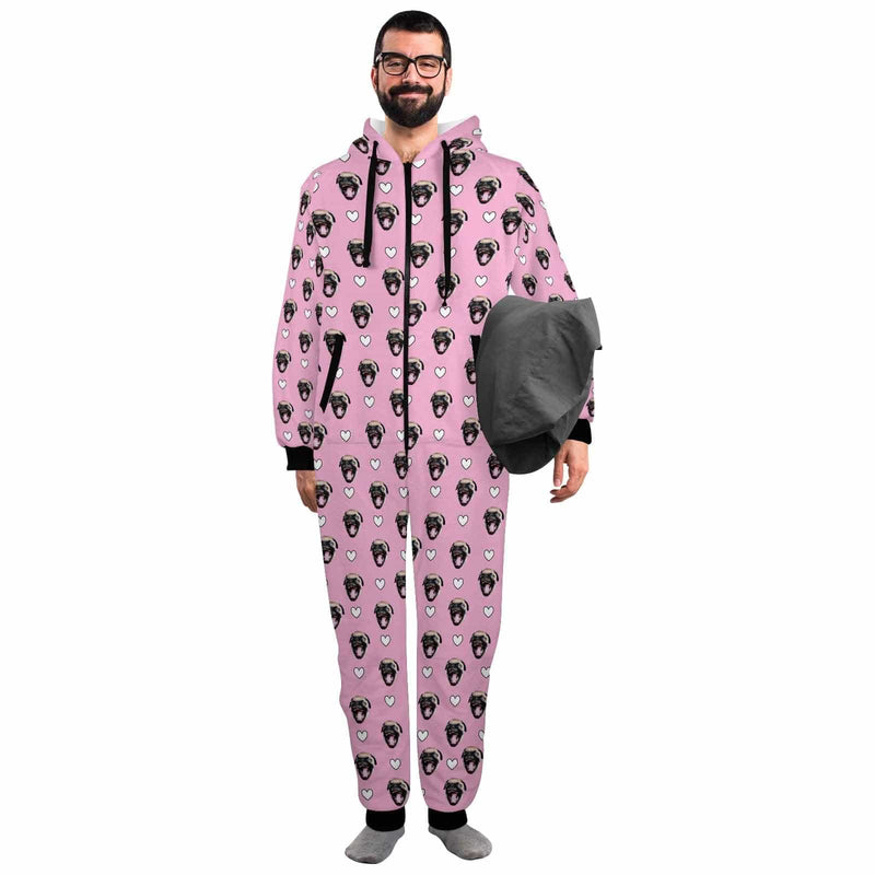 FacePajamas Pajama Adult Onesie Funny Flannel Fleece Adult Onesie Pajamas Custom Pet Face Cute Jumpsuit Homewear