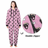 FacePajamas Pajama Adult Onesie Funny Flannel Fleece Adult Onesie Pajamas Custom Pet Face Cute Jumpsuit Homewear