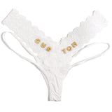 FacePajamas Women Underwear-1YN-SMT Gold letters / Lace£¨White£© / M£¨Below 60KG£© Custom Name Crystal Letters DIY Sexy Lace Low Waisted Underwear Transparent Ultra-Thin Women's Thong T Pants Triangle Pants(DHL is not supported)