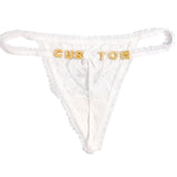 FacePajamas Women Underwear-1YN-SMT Gold letters / White / M£¨Below 60KG£© Customized Name Crystal Letter Lace with Heart Panties Women Underwear Briefs Thong Transparent Lingerie G string Intimates Girls Gift(DHL is not supported)