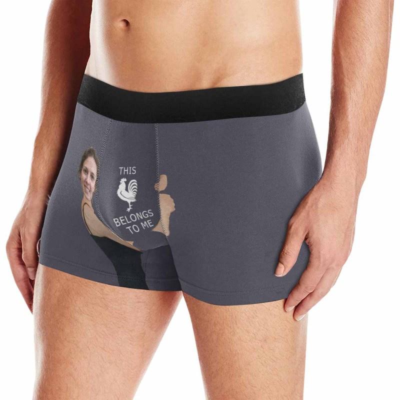 FacePajamas Men Underwear Gray / XS Custom Face Belongs To Me Hug Men's Boxer Briefs Personalized Boxers Underwear With Picture For Valentine's Day Gift