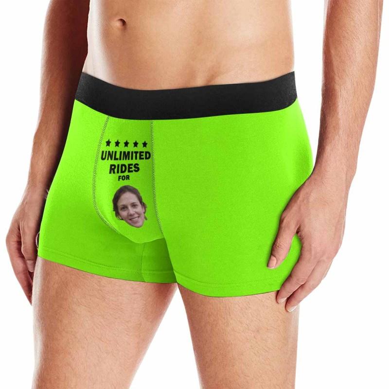 FacePajamas Men Underwear Green / XS Custom Face Men's Boxer Briefs Printed Funny Undies Photo Unlimited Rides Design Your Own Boxer Underwear For Valentine's Day Gift