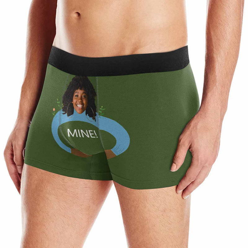 FacePajamas Men Underwear Green / XS Custom Face Men's?Undies Dark Skin Mine Embrace Men's Print Boxer Briefs Print Your Own Personalized Underwear For Valentine's Day Gift