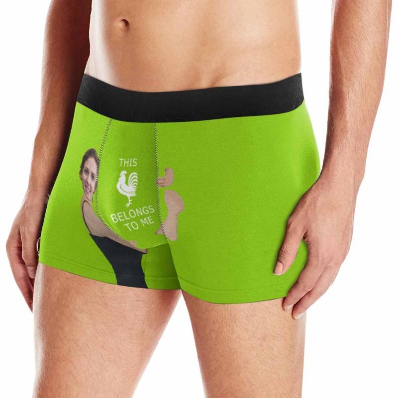 FacePajamas Men Underwear Green / XS [Made In USA] Custom Boxer Briefs with Face Hug Belongs To Me Undies for Men Personalized Image Mens Underwear For Valentine's Day Gift