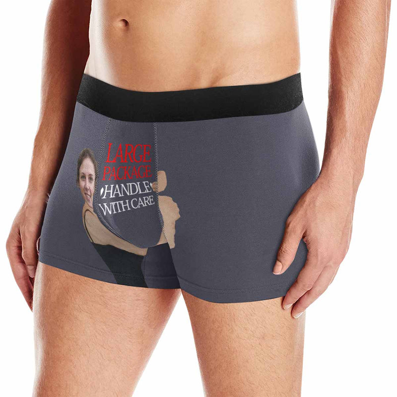 FacePajamas Men Underwear Grey / XS Custom Face Boxer Underwear Large Package Personalized Men's All-Over Print Boxer Briefs Design Your Own Underwear For Valentine's Day Gift