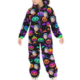 FacePajamas Hooded Onesie-2ML-ZD Halloween Custom Face Pumpkin Family Hooded Onesie Jumpsuits with Pocket Personalized Zip One-piece Pajamas for Adult kids