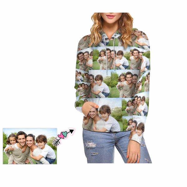 FacePajamas Hoodie-W [High Quality] Custom Photo Women's Hoodie with Pocket Personalized Gifts for Her