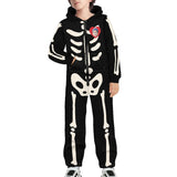 FacePajamas Hooded Onesie-2ML-ZD Kid / S Halloween Custom Face Bones Family Hooded Onesie Jumpsuits with Pocket Personalized Zip One-piece Pajamas for Adult kids