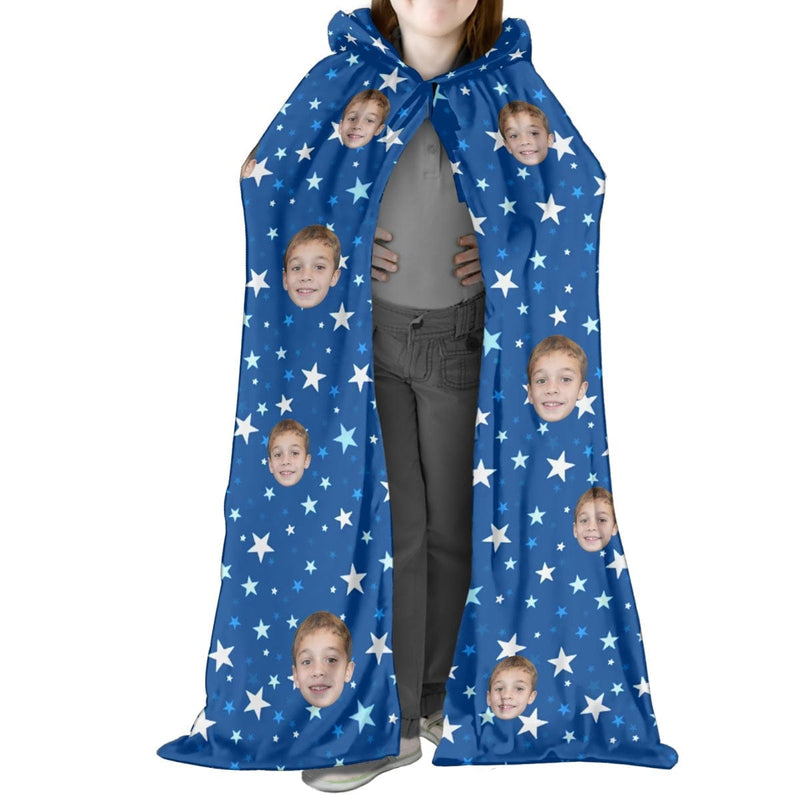 FacePajamas Halloween Cloak-2ML-ZD Kids / Blue / S Custom Face Multicolor Unisex Hooded Halloween Cloak for Adult and Kids Cosplay Costumes Wizard Cape with Hat