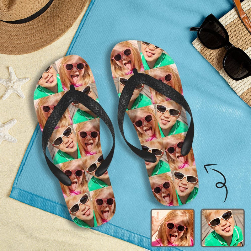 FacePajamas Flip flops Men / S Custom Two Photos Interesting Personlized Flip Flops For Both Man And Woman Funny Gift