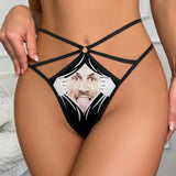 FacePajamas Women Underwear-1YN-SDS Personalized Face Thongs T-Back Underwear for Women Custom Women's G-String Panties Funny Gift