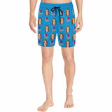 FacePajamas Swim Shorts Personalized I Love My Girlfriend Swim Trunks with Custom Face Men's Quick Dry Swim Shorts