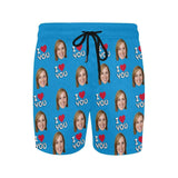 FacePajamas Swim Shorts Personalized I Love My Girlfriend Swim Trunks with Custom Face Men's Quick Dry Swim Shorts